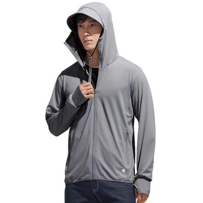 DMFU Men's Rash Guard, Cooling Material, UPF 50+ UV Protection, Summer Hoodie, Thin, Long Sleeve, Moisture-Wicking, Quick-Drying, Stretch Fabric