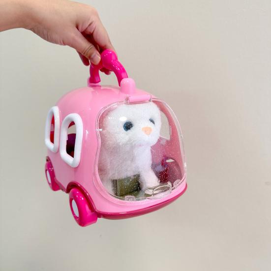 Elektronická plyšová hračka kočka přenosná klec simulace elektrická chodící skákající kotě hračka pro dětský dům na hraní a vzdělávání narozeninový dárek