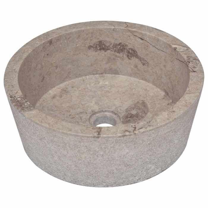 Lavabo Gris en Marbre - VIDAXL - Ø40x15 cm - Fait Main - Robuste et Facile à Nettoyer