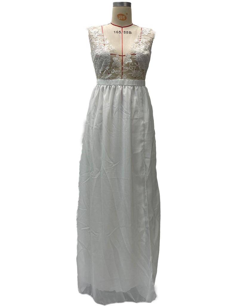 Cross-Border New Style European & American Lace Slit Wedding & Evening Gown, Sexy Long Skirt 2025