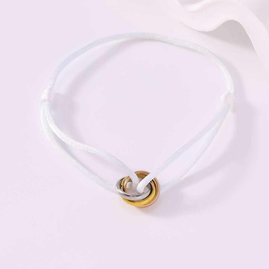 Zodiac Red Rope Titanium Bracelet - Adjustable Three-Ring Couple Style, Valentine's Day Gift