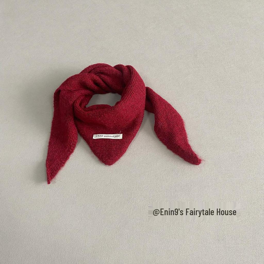 Unisex dziergany wełniany szalik dla dzieci - Ciepły, wiatroszczelny, z wzorem skrzyżowanego trójkąta na jesień i zimę