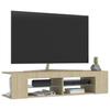 TV Stand with LED Lights Sonoma Oak Finish 135 X 39 X 30 Cm