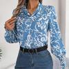 Women Long Sleeve V-Neck Blouse Elegant Print Shirt for Spring Autumn Season