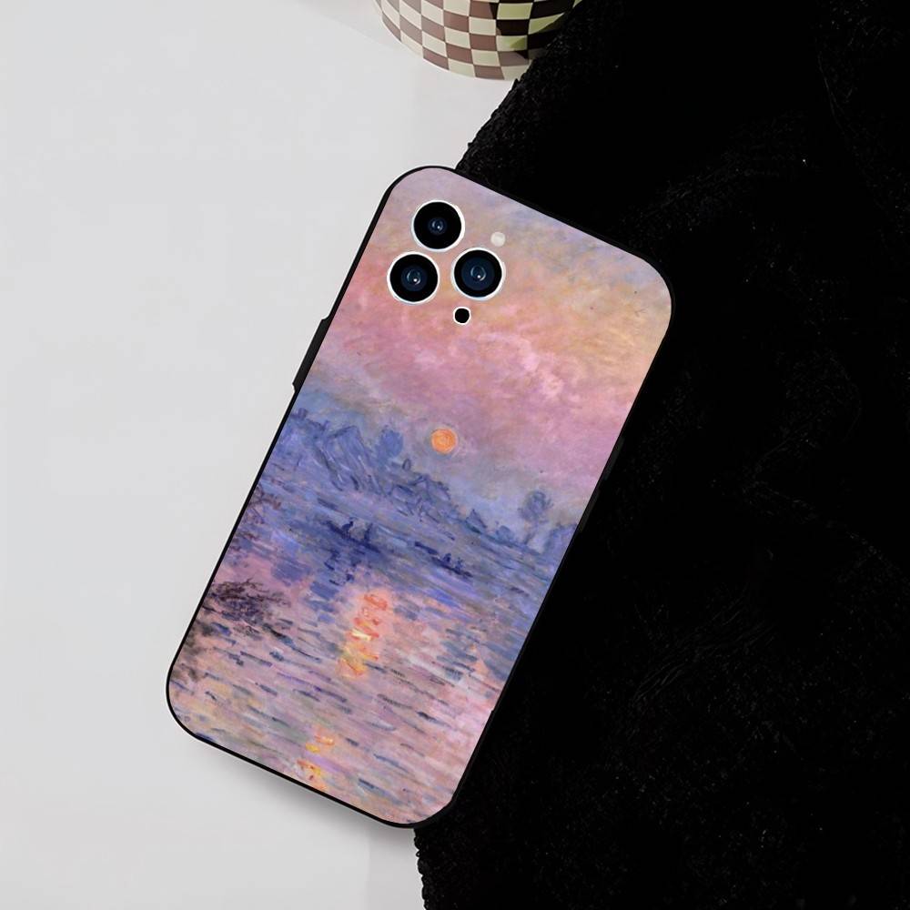 C-Claude M-Monet Art Style Phone Case Cool Black Silicone Soft For IPhone 16 15 14 13 12 11 X XR Plus Pro Max Plus