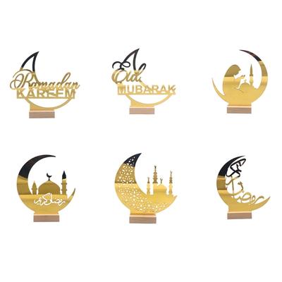 Ramadans Acrylic Crescents Table Decoration for Eid Celebration Decorative Desktop Ornament Festival Home Decoration