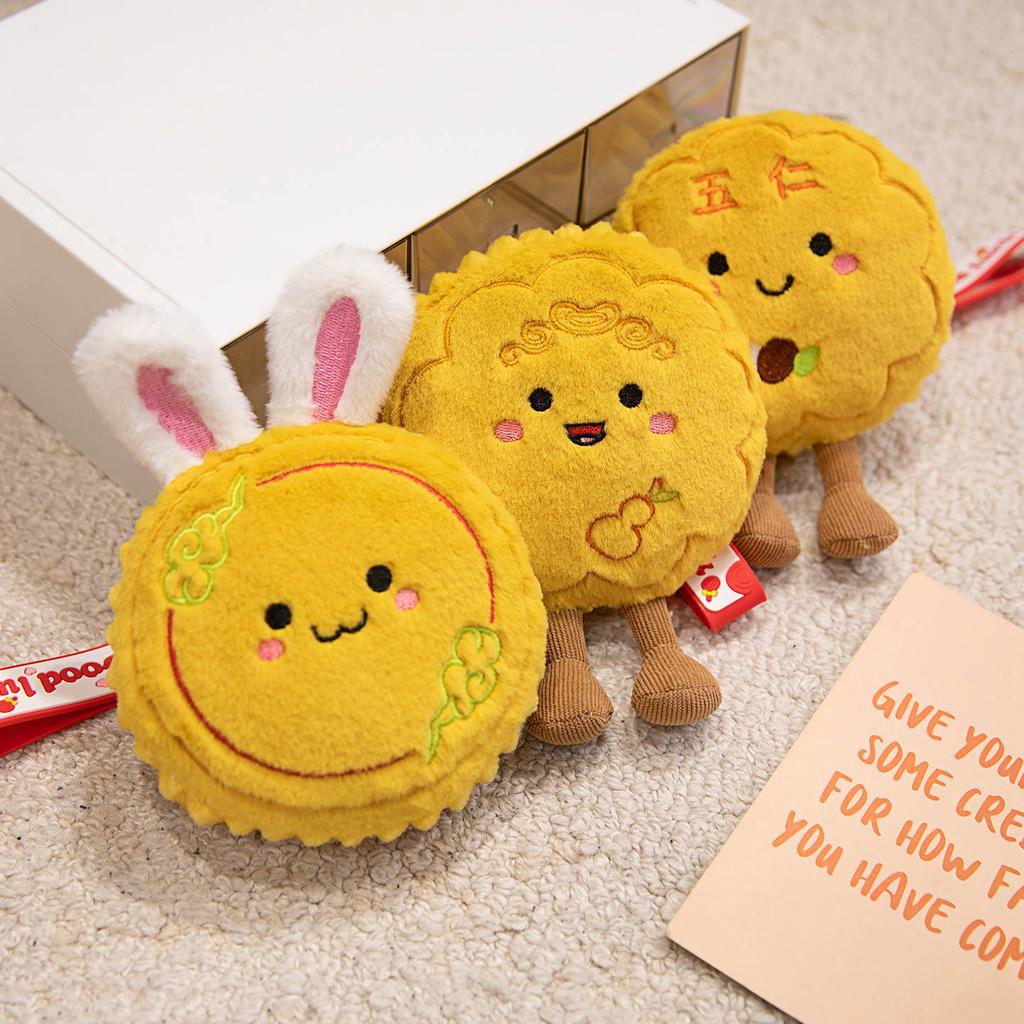 Cute Bunny Moon Cake Pendant Plush Toy Doll Five Kernels Moon Cake Doll Children'S Bag Keychain Pendant