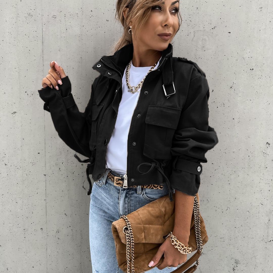 

Осенние женские куртки, топы, винтажная куртка на пуговицах с длинными рукавами, женская верхняя одежда, короткие топы S