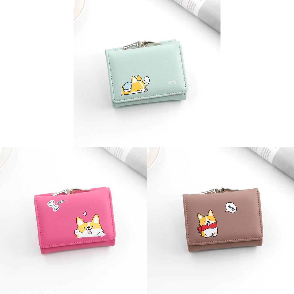 Cartoon Ladies Wallet Pu Cardholder Short Style With Print For Daily Use