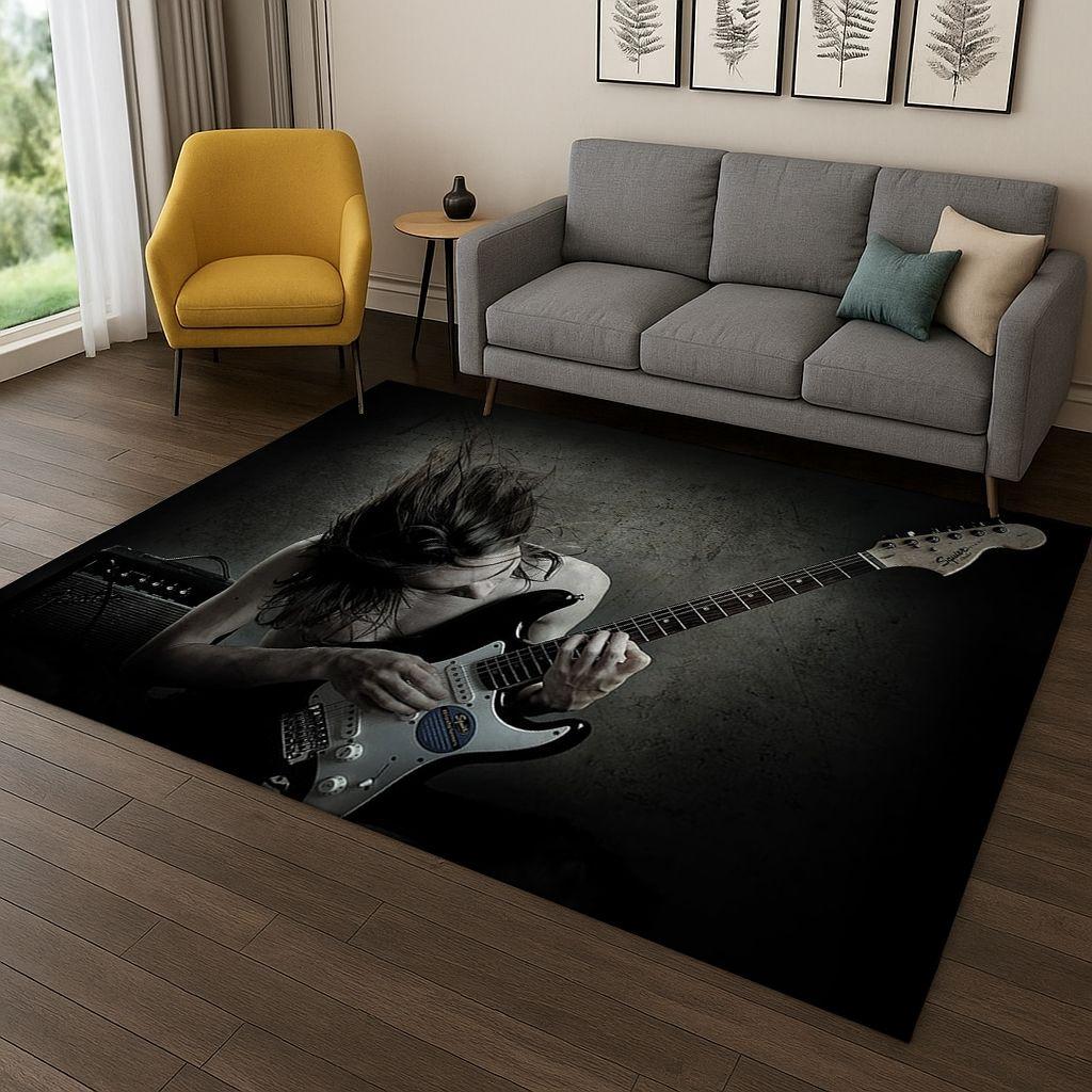 3D Fender Guitar Bass Instrument Music Logo Carpet Rug for Bedroom Living Room Sofa Doormat Home Decor,Area Rug Non-slip Gift