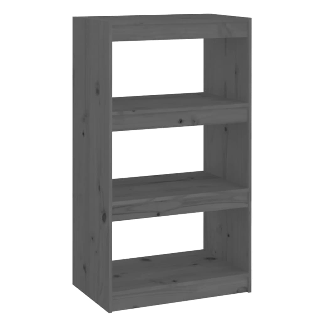 Bookshelf Room Divider Grey 60x30x103.5 cm Solid Pine Wood