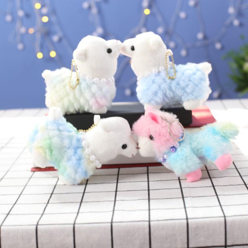New Cute and Cute Colored Pearl Alpaca Plush Toy Doll Pendant Doll Bag Hanging Decoration