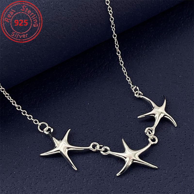 S295 Sterling Silver Starfish Necklace - Stylish Ocean Style - Perfect for Everyday Wear & Gifts Day Gifts