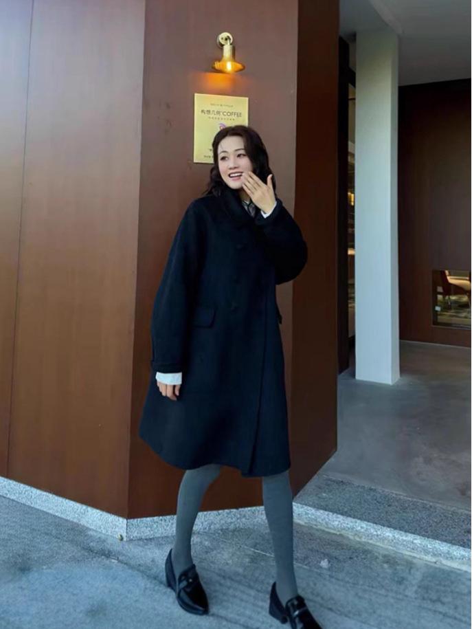 Princess Sister: Elegant A-line Double-Faced Wool Coat for Women - Autumn/Winter 2025 Collection