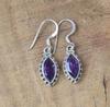 Solid 925 Sterling Silver Amethyst Gemstone Handmade Boho Designer Earrings Jewelry