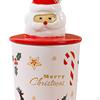 Keramický hrnek s víčkem na Vánoce, 400ml hrnek na kávu a čaj s motivem Santa Clause