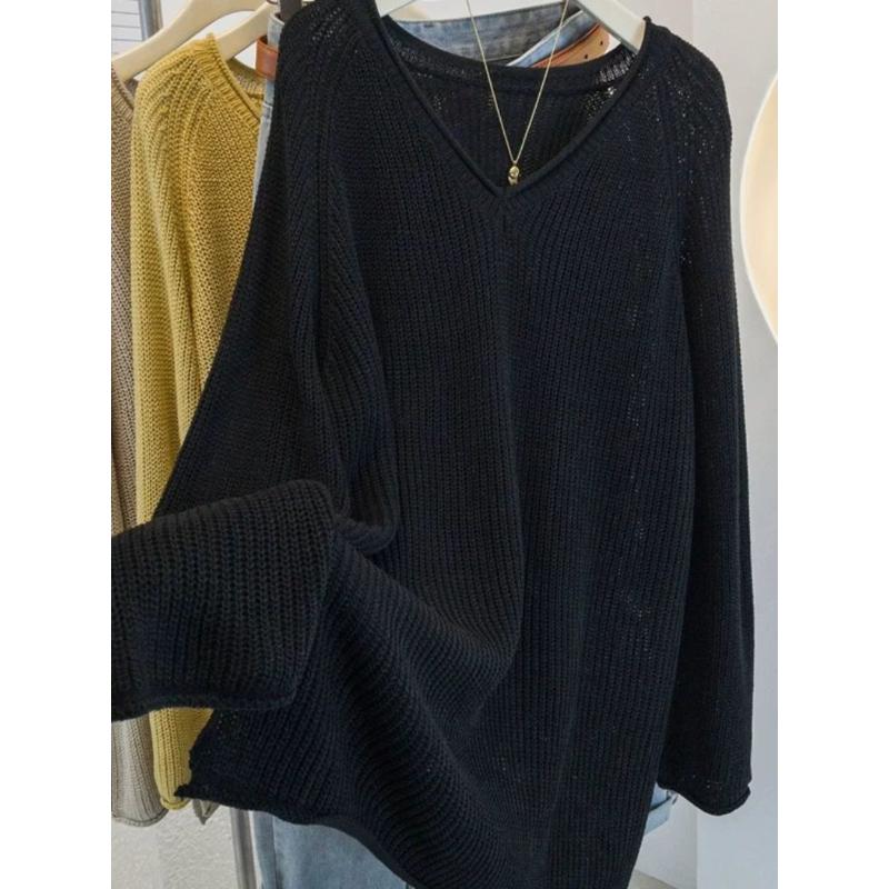 

Женский осенне-зимний трикотаж нового дизайна, повседневный, свободный, темпераментный, стройнящий, однотонный, универсальный топ XXXL чёрный