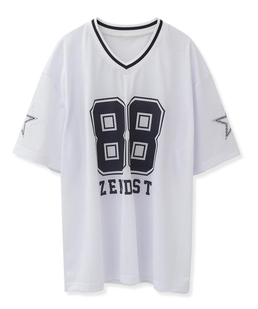 ZENDUST 88 Star Mesh Football Jersey T-Shirt White