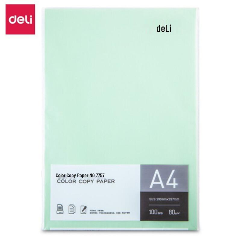 Deli A4 80g Light Green Color Copy Paper (2-Pack)