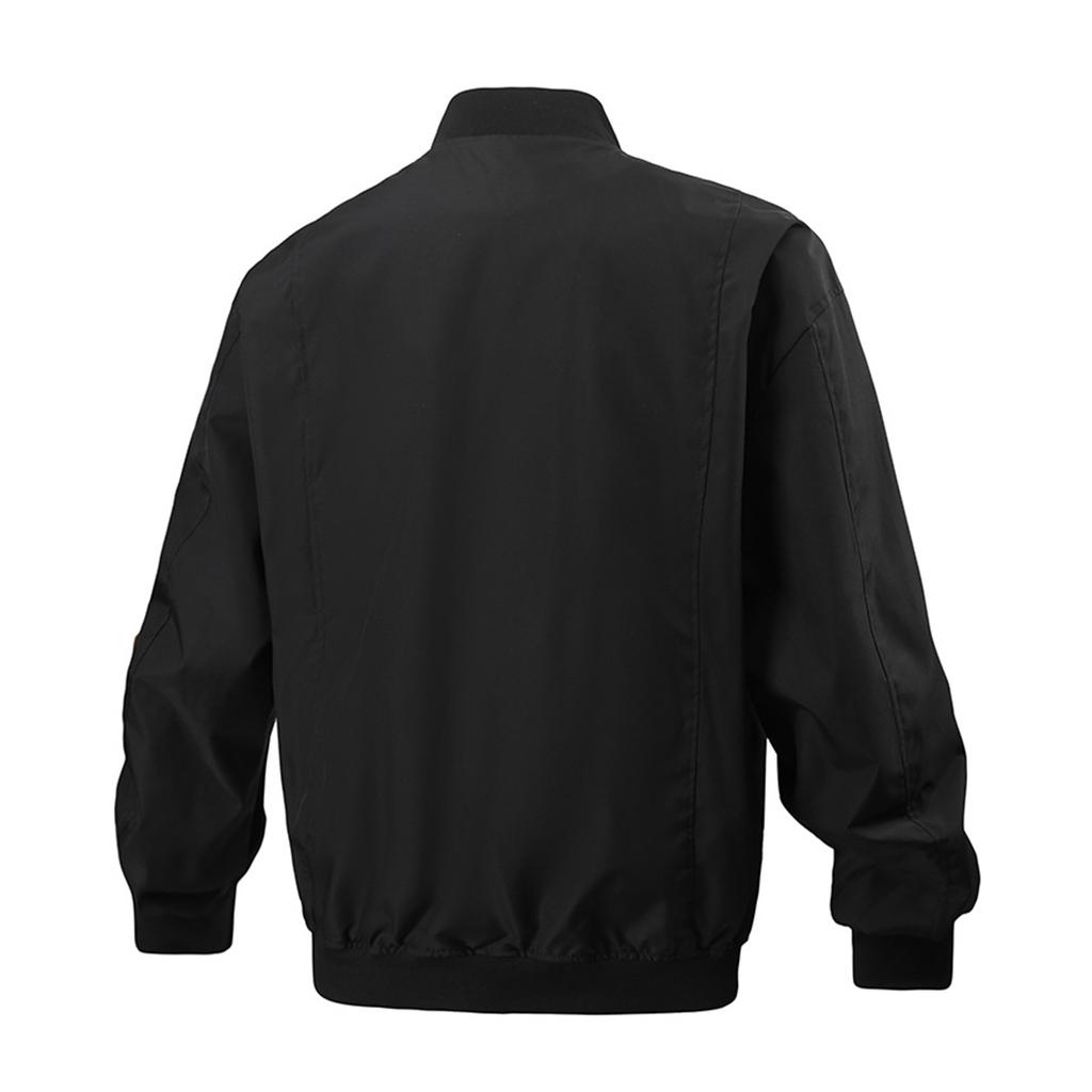 Men's Casual Solid-color American Stand-up Collar Flight Jacket, Unisex Loose Work Jacket Jacket