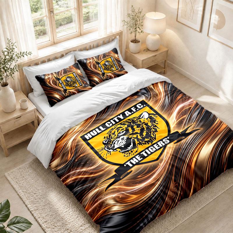 Bettwäsche-Set 1 Bettbezug 2 Kissenbezüge Hull City Fußball-Print Schlafzimmer Heimdekoration