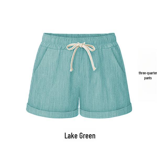 Women's Plus Size Summer Cotton Harem Shorts - Loose, Wide-Leg Three-Quarter Pants