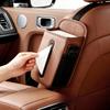 Car Seat Side Tissue Holder with Storage Pouch Leather Auto Driver Seat Hanging Organizer Mesh Phone Storage Pocket Napkin Box