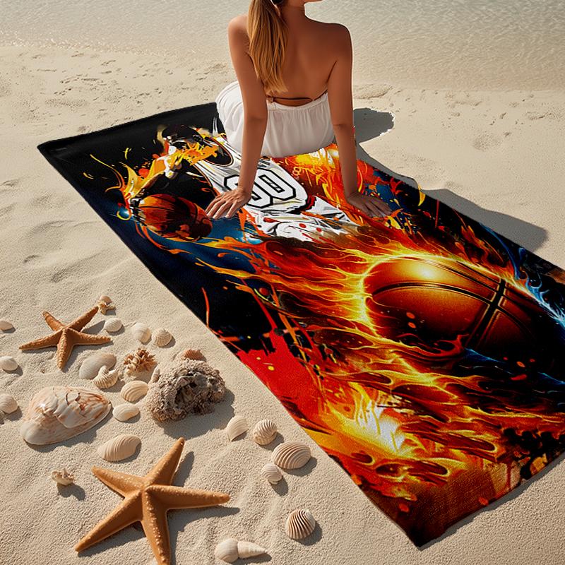 Electric Football Fire Beach Towel, Super Soft Microfiber, Gift for Her/Him, Birthday, for Pool, Beach, Travel, Home Decor Fan gifts