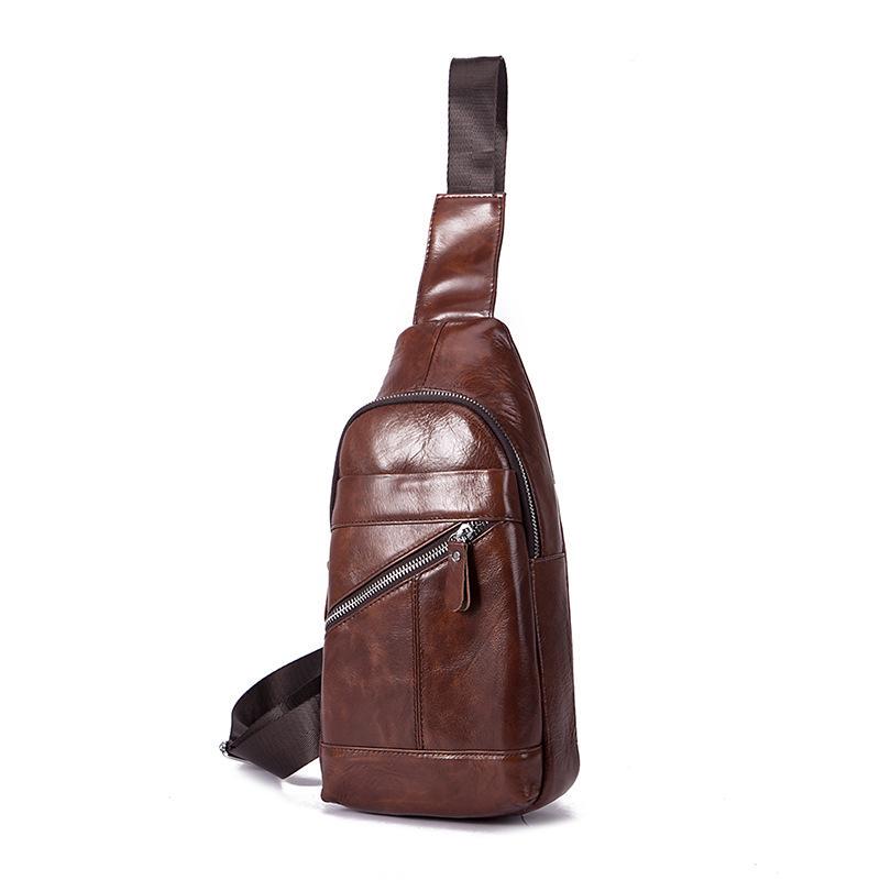 

Лидер продаж, мужская качественная кожаная повседневная модная треугольная сумка через плечо на груди, дизайнерская дорожная сумка на одно плечо, рюкзак