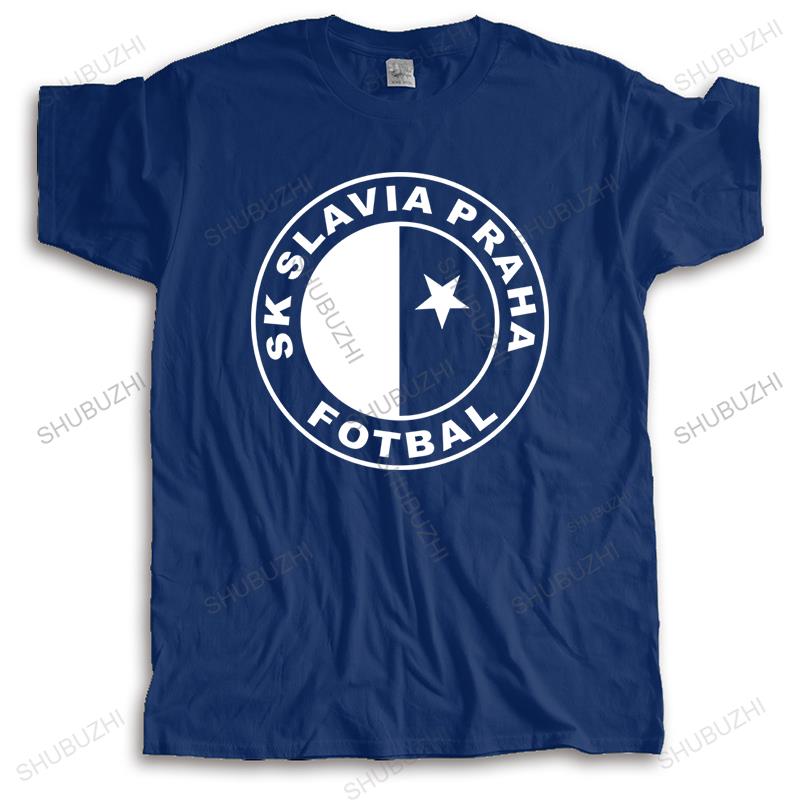 Męski bawełniany T-shirt marki Lato T-shirt z okrągłym dekoltem SK SLAVIA PRAGA PIŁKA NOŻNA unisex Zabawny T-shirt Męski wysokiej jakości T-shirt