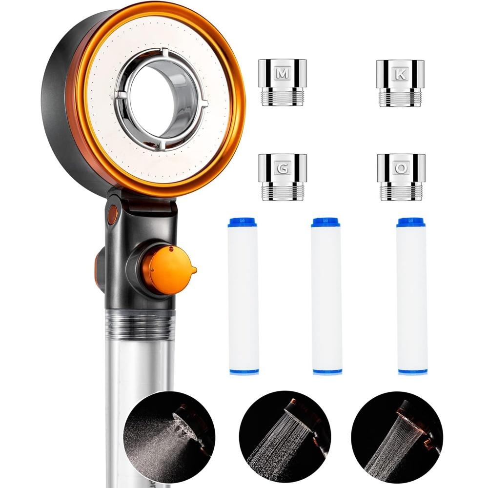 

Shower Head Rinimie Water Saving Chlorine Removal 3 Stage Mode Handheld High Pressure Up to 80% Rate Purification Cleaning Power Stepless Adjustment