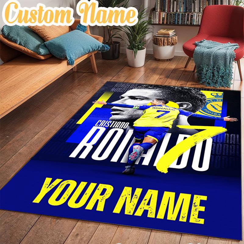 Custom Name Football Ronaldo Rug Office Rug Chair Mat Non Slip Carpet Rugs for Bedrooms Dining Room Living Room Home Decor gifts