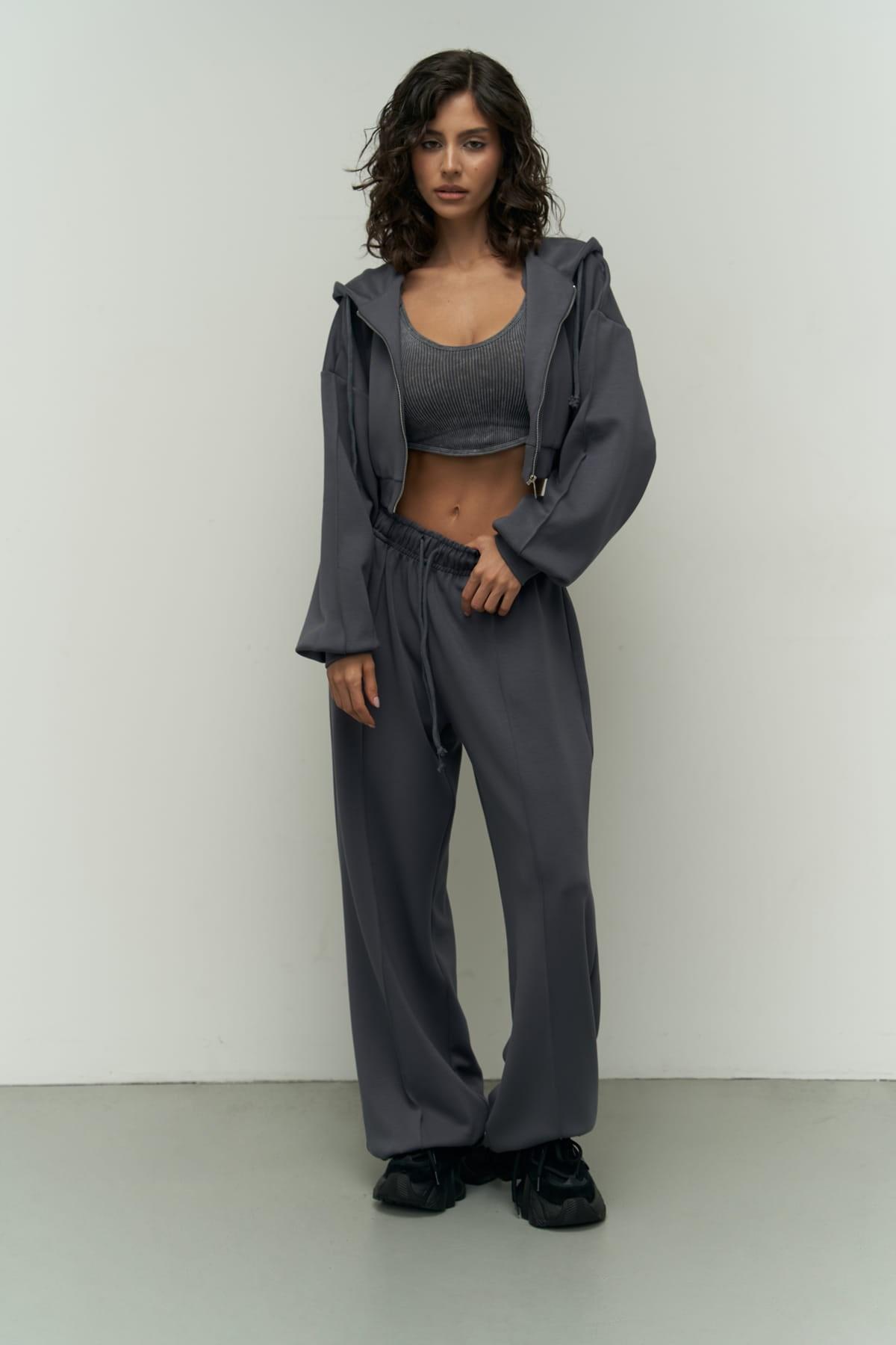 

Антрацитовый спортивный костюм Moon с капюшоном