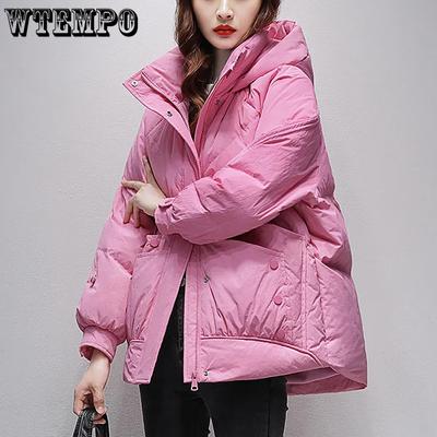 Cold-proof Windproof Solid Color Loose Thickened Warm Down Coats Women's Large Size Zipper Warm Cotton-padded Coats