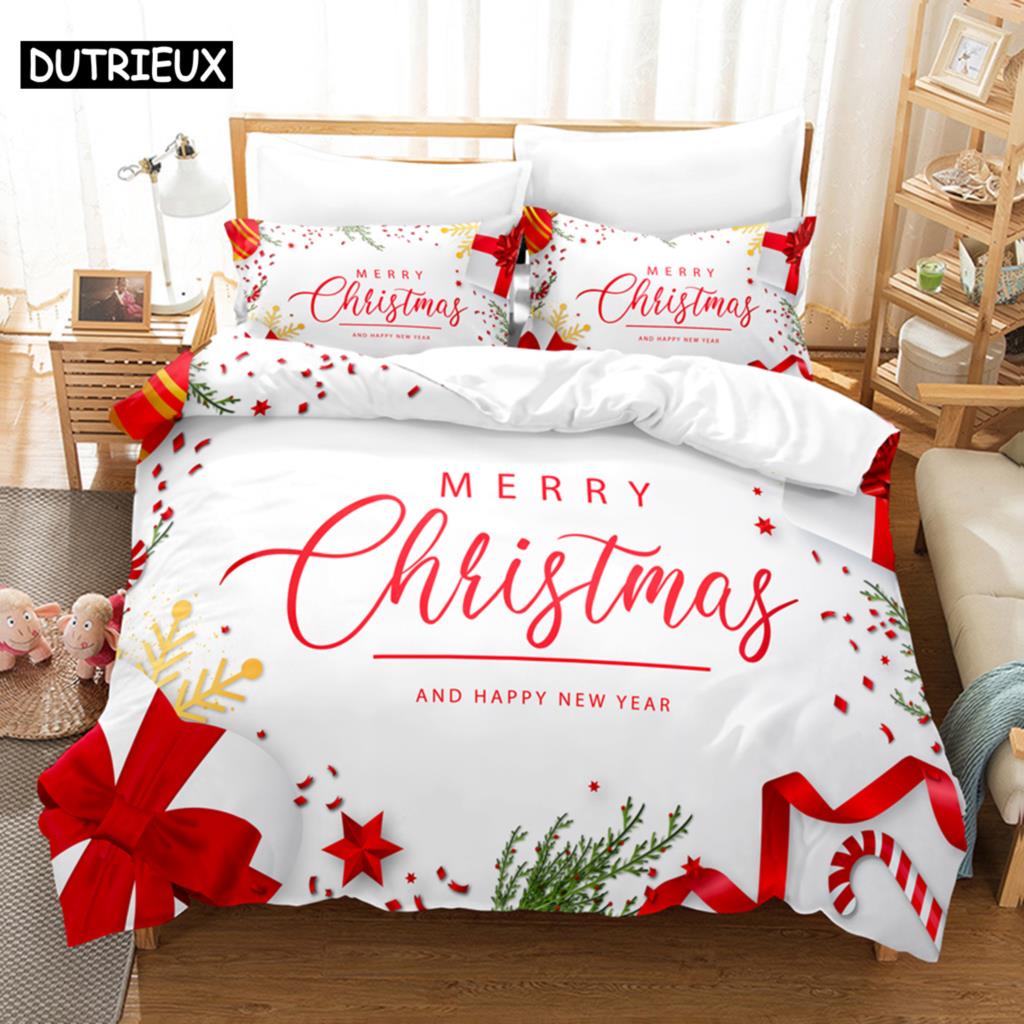 Christmas Quilt Cover Set King Size Duvet Cover Bedding Set 3Pcs 2Pcs 220X240 For Single Double Bed Full Twin 200X200 Bed Thin