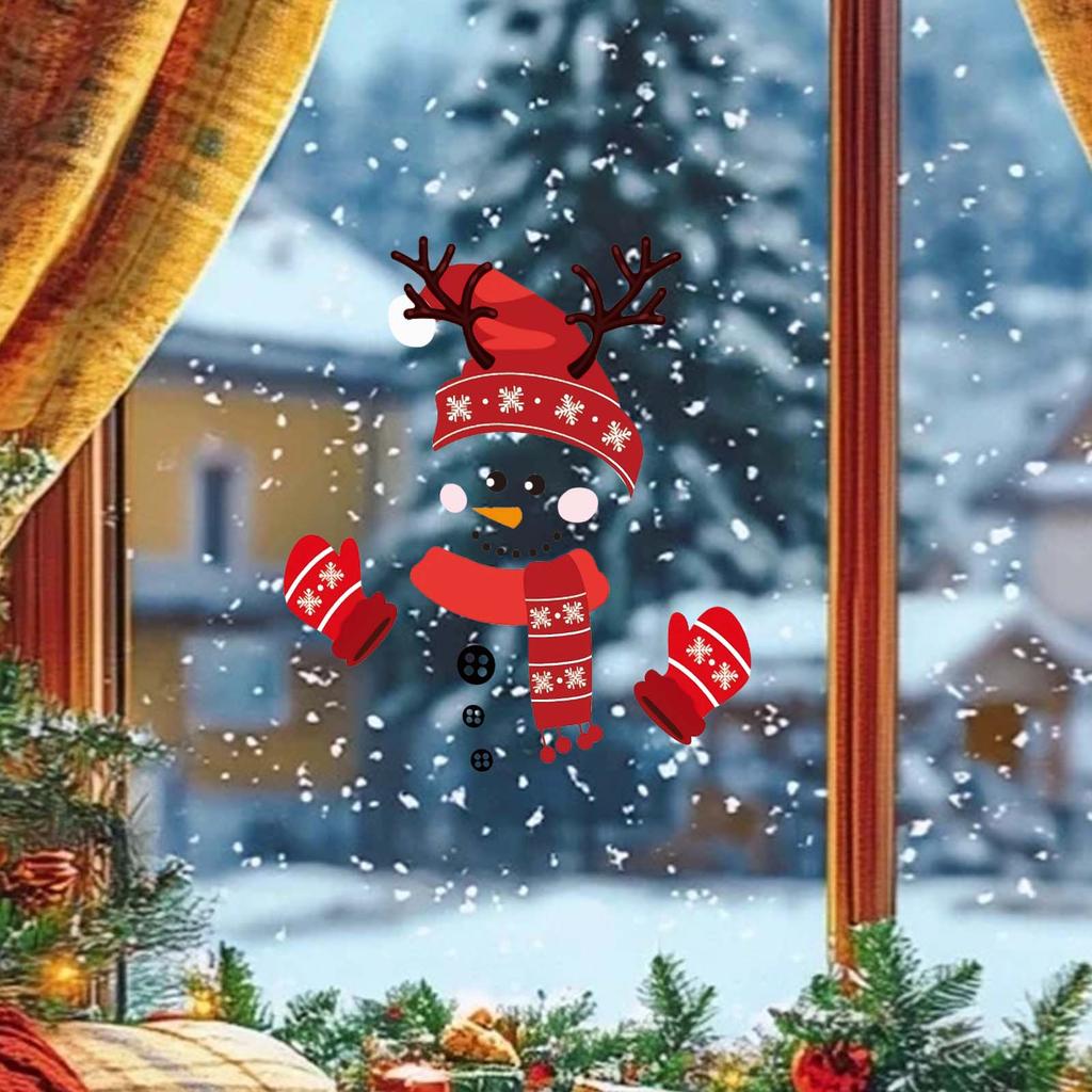 Vánoční samolepky se sněhulákem, Samolepky na ozdobu dárků, PVC Samolepicí Kreslené Vtipné Samolepky na lednici se sněhulákem, Samolepky na okno