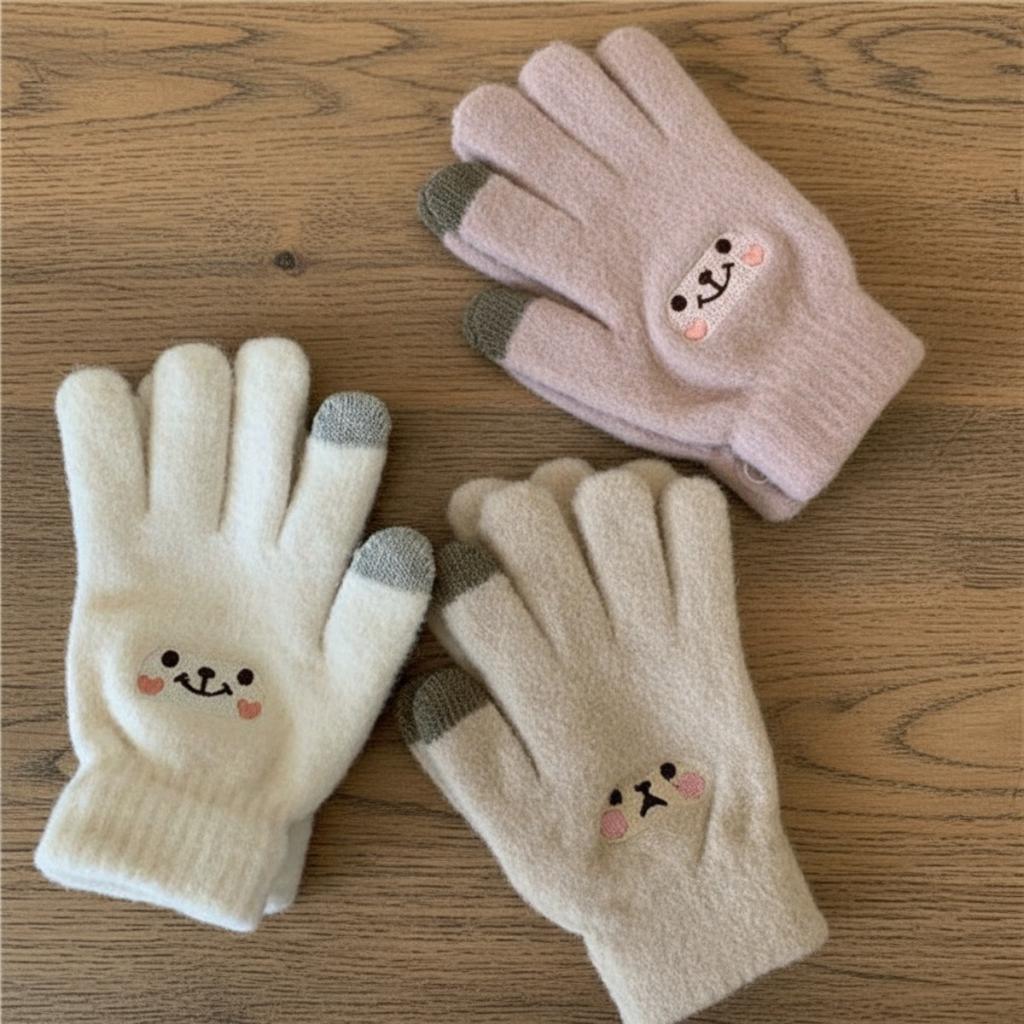 Warm Gloves, Plush Gloves, Split Finger Gloves, Thickened, Cold Resistant Gloves, Cycling, Touch Screen, Knitted, Warm Gloves