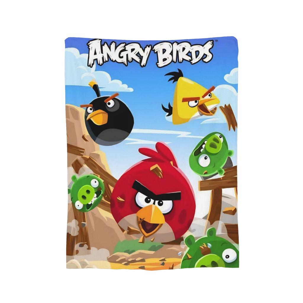A-Angry Anime B-Birds Games Red Fleece Throw Blankets Blanket for Bedding Car Super Warm Bedspread,