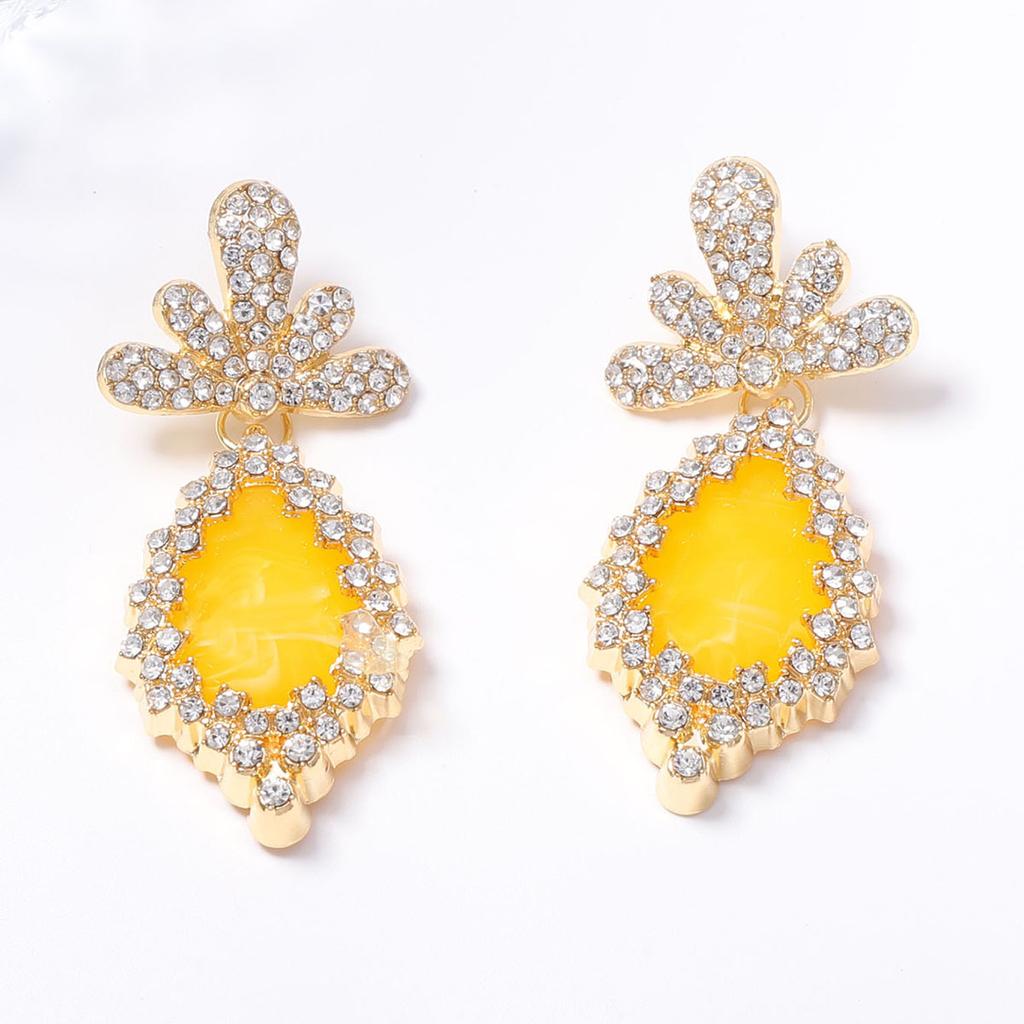 Fairy Style Fashion Light Luxury Irregular Geometric Resin Full Diamond Earrings Holiday Party Temperament Women's