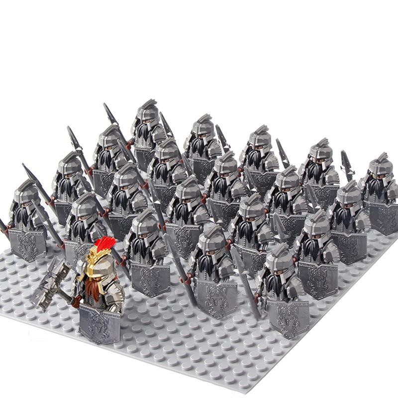 Ancient Rome Dwarf Warrior Elves Knight Rohan Eomer Haldir Urukhai Strong Orc Knight Spartacus Figures Building Block Kids Toy