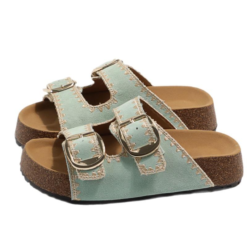 

Новая женская обувь на толстой подошве, повседневная пляжная обувь на одно плечо, сандалии и шлепанцы 40 зелёный