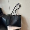 Structured Leather Tote Bag with Long Handle Large Capacity Everyday Fashion Shoulder Bag