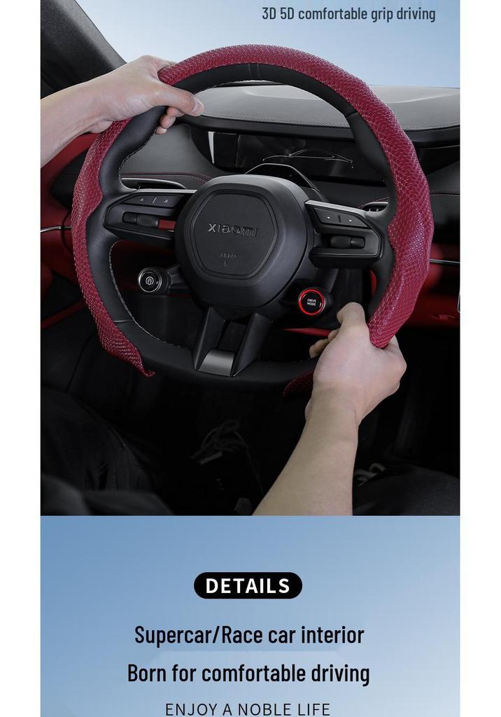 Universal 5D Suede & Nappa Leather Steering Wheel Cover - Anti-Slip, All-Season Protection