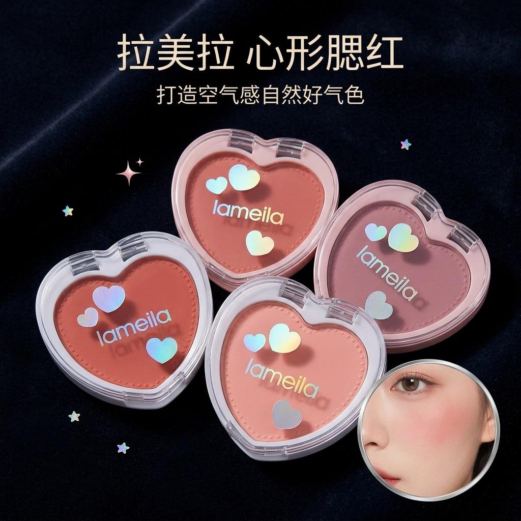 Lameila Single Color Heart Blush Palette Matte Flattering For Olive Skin
