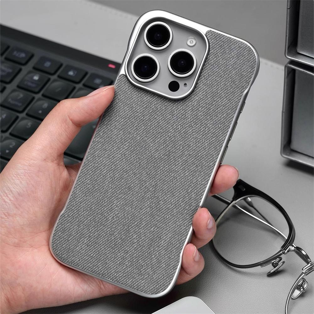 Ultra Thin Frameless Cloth Texture Magnetic Case For iPhone 17 Air 16 Pro Max 15 14 MagSafe Wireless Charge Borderless Hard Cove