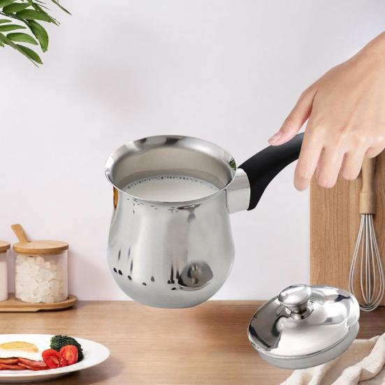 Yousheng Coffee Pot Stainless Steel Milk Warmer with Cool Handle Small Saucepan for Butter Melting And Sauces Portable Espresso Maker for Home