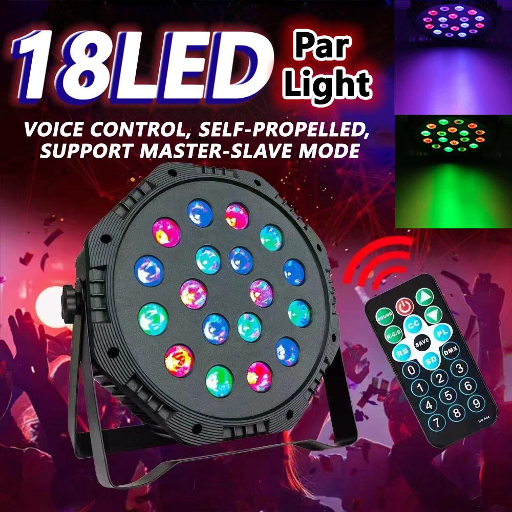 Colorful 18 LED Par Light RGB Stage Light DMX512 with Remote Control Sound Activated Party Lighting for Home Bar Event Show