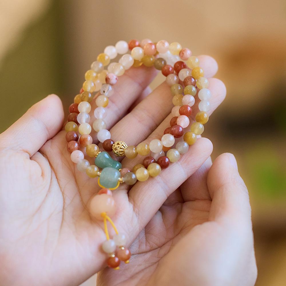 Náramok z čistého prírodného nefritu Náramok v štýle pár Náramok v etnickom štýle Korálky Bambusový kĺb Závesná tekvica Yellow Jade náramok Šperky Darček