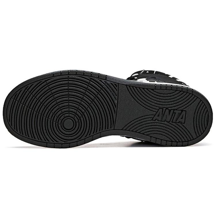 Anta Slip Resistant Abrasion Resistant High top Skateboard Shoes Women's Black White 92648060-2