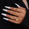 European & American Metal Texture Ring Set: Smooth, Exaggerated Geometric Open Rings for Women